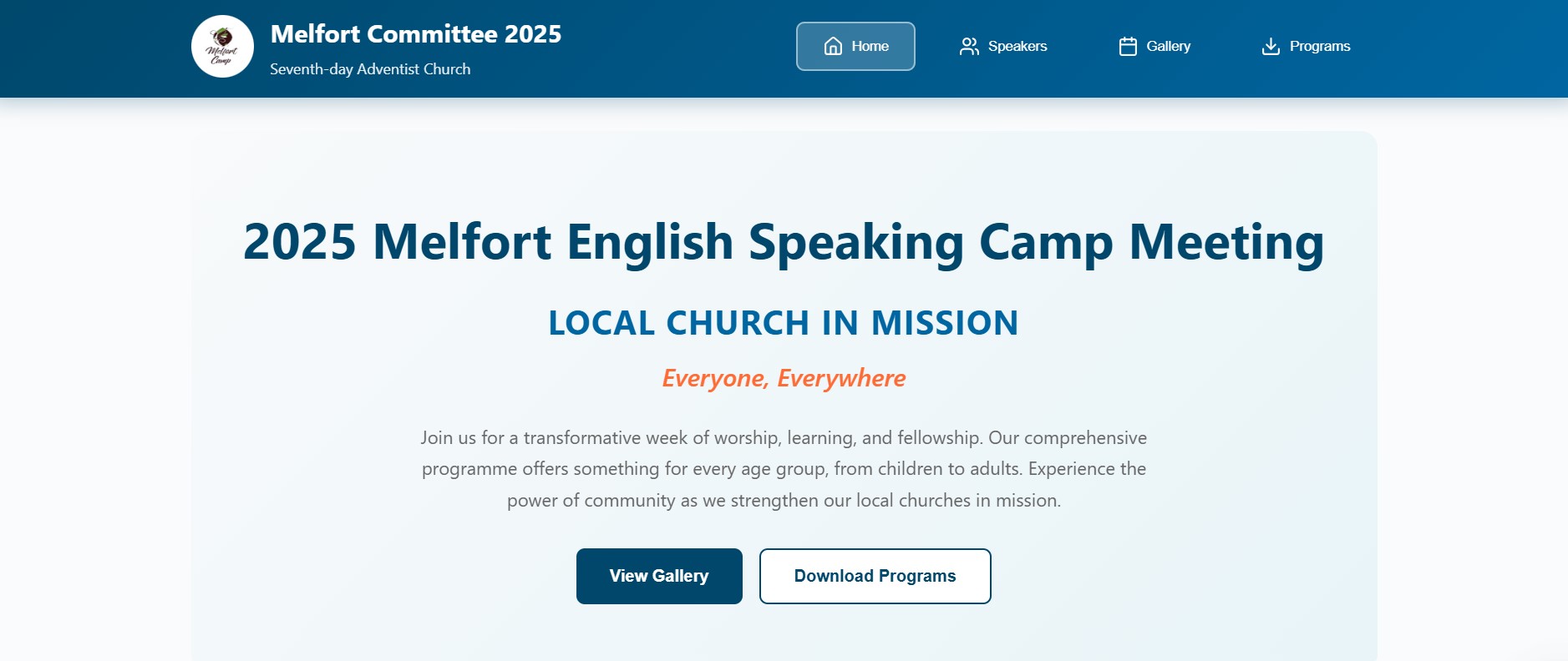Melfort Camp Meeting Speaker Schedule